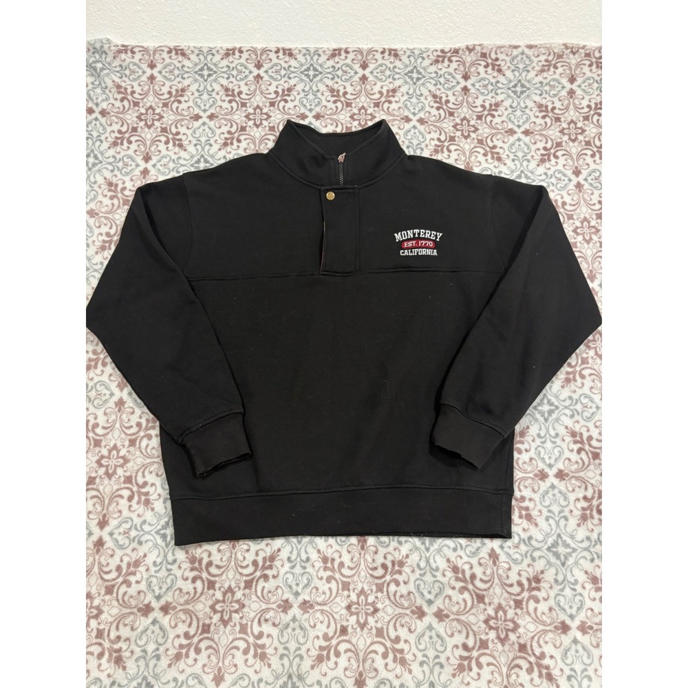 Crazy Apparel Monterey California Quarter Zip Sweatshirt Black Mens Large L